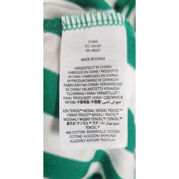 Boden Women's Sz. 8 Green & White Stripe Midi Button Down Dress - Picture 5 of 6